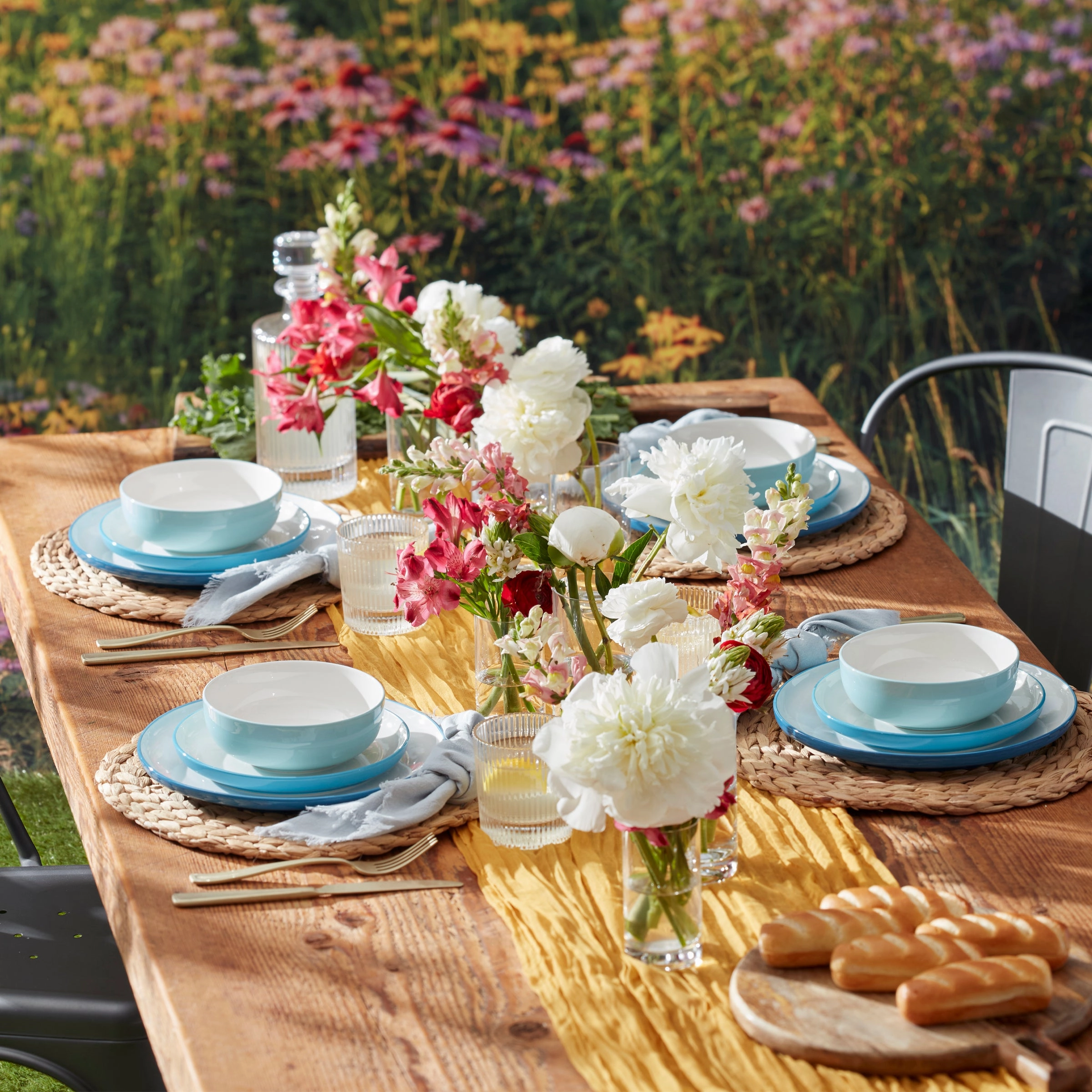 24 Seven Colors Turquoise 12-Piece Dinnerware Set