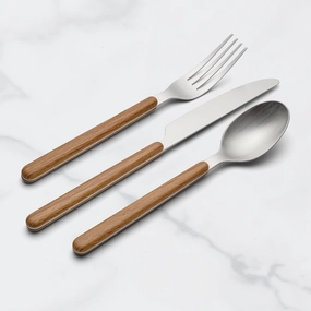 24 Seven Mirror Faux Wood Handle 12 Piece Flatware Seteco-friendly bamboo fiber tableware set 