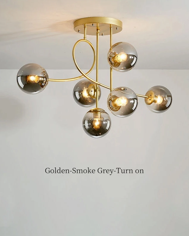 6 Heads Glass Globe Chandelier - Smoke