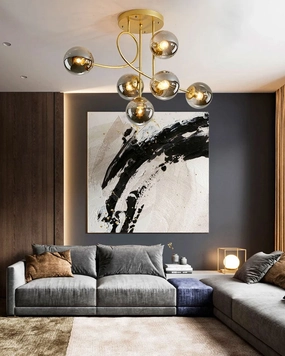 6 Heads Glass Globe Chandelier - Smokemodern wall lamp,smart wall lamp