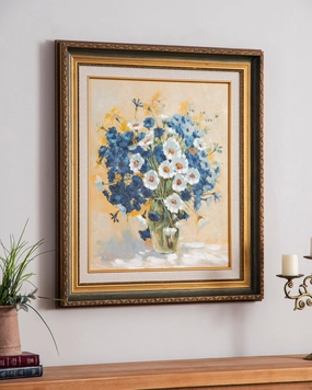 'Blue Flower' Handmade Oil Painting - 28x32 Inchnordic style wall decor