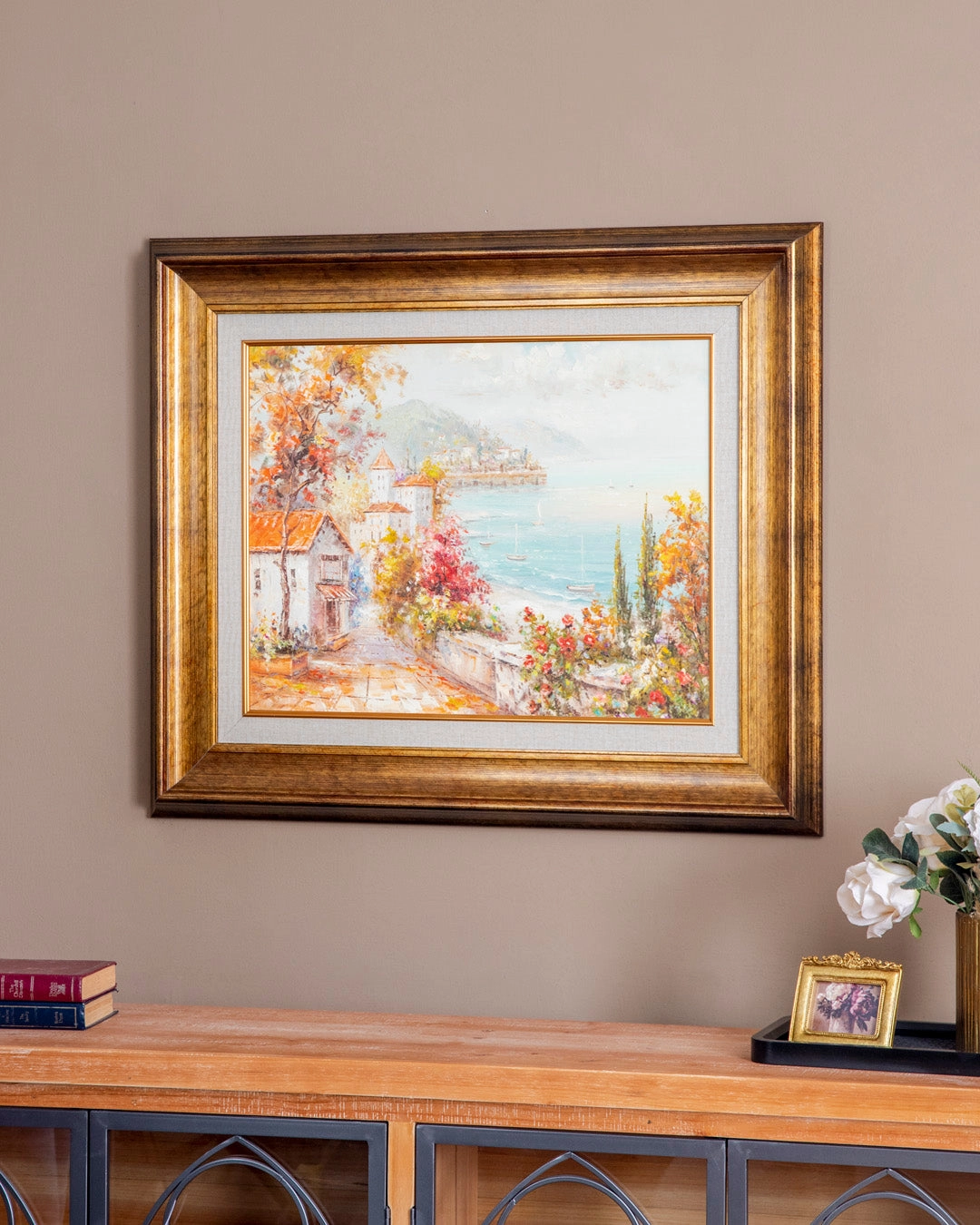 'European Village' Handmade Oil Painting - 28x32 Inchnordic style wall decor