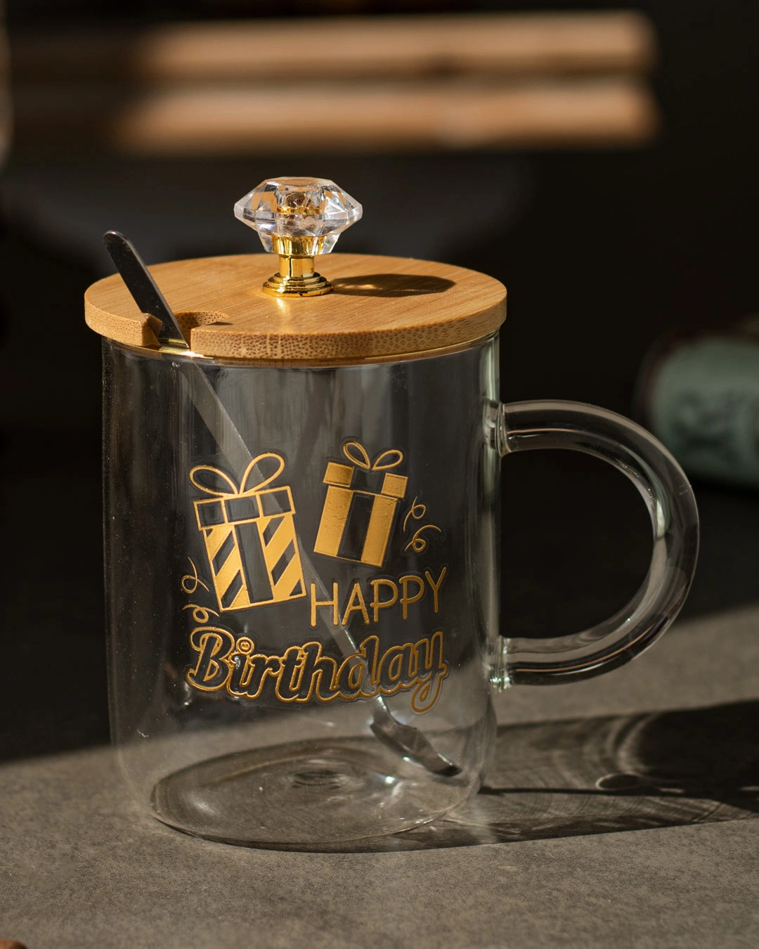 'Happy Birthday' Clear Coffee/Milk Mug