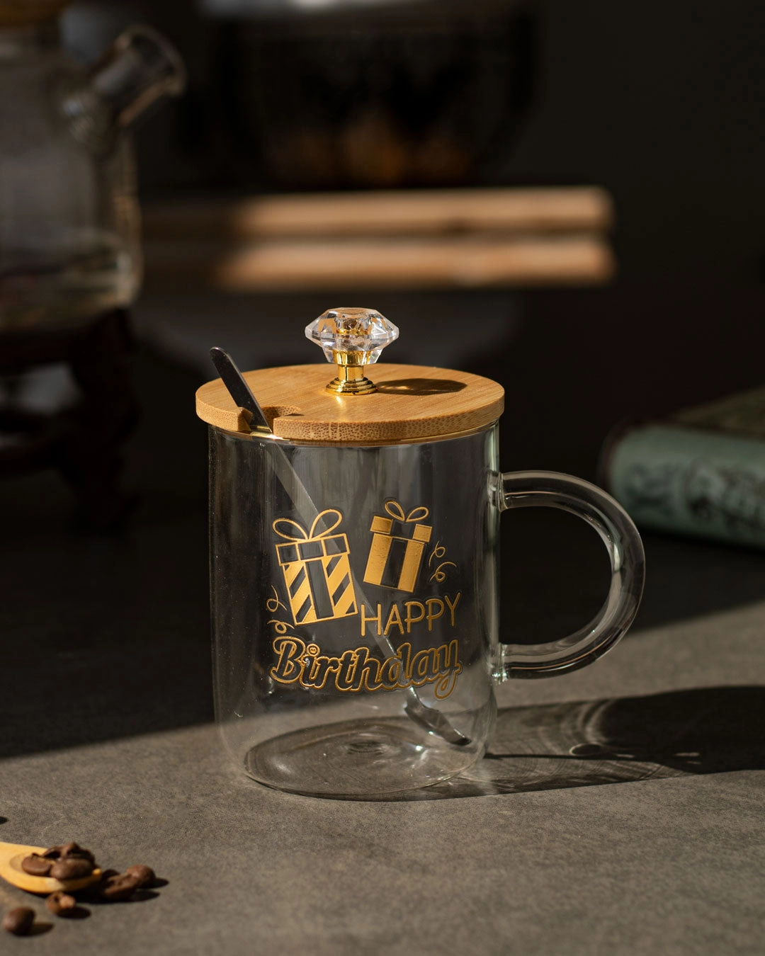 'Happy Birthday' Clear Coffee/Milk Mugmodern kitchen decor ,kitchen dinner set ,dinnerware 