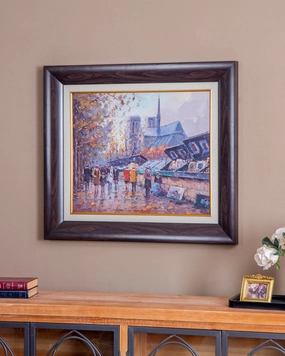 'Les Bouquinistes' Handmade Oil Painting - 28x32 Inchnordic style wall decor
