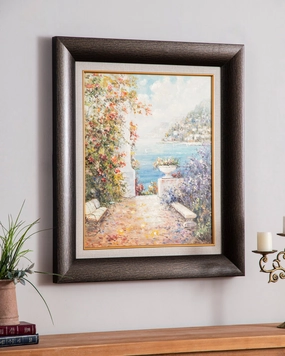 'Mediterranean Sea' Handmade Oil Painting - 28x32 Inchnordic style wall decor