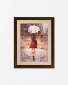 "Morden Art Umbrella Walk" Handmade Oil Painting 24"x 36"nordic style wall decor