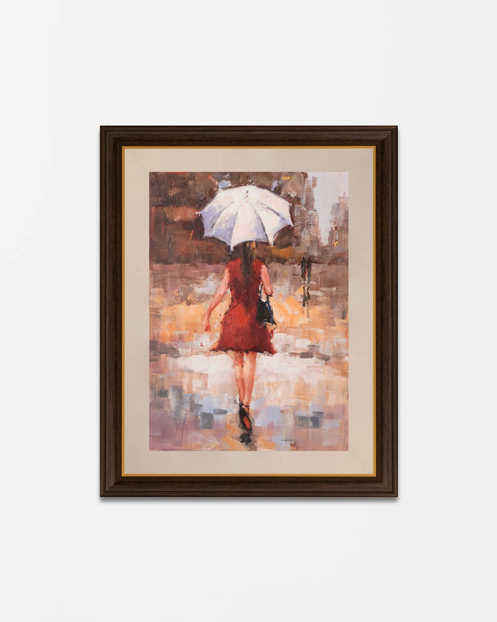 "Morden Art Umbrella Walk" Handmade Oil Painting 24"x 36"nordic style wall decor