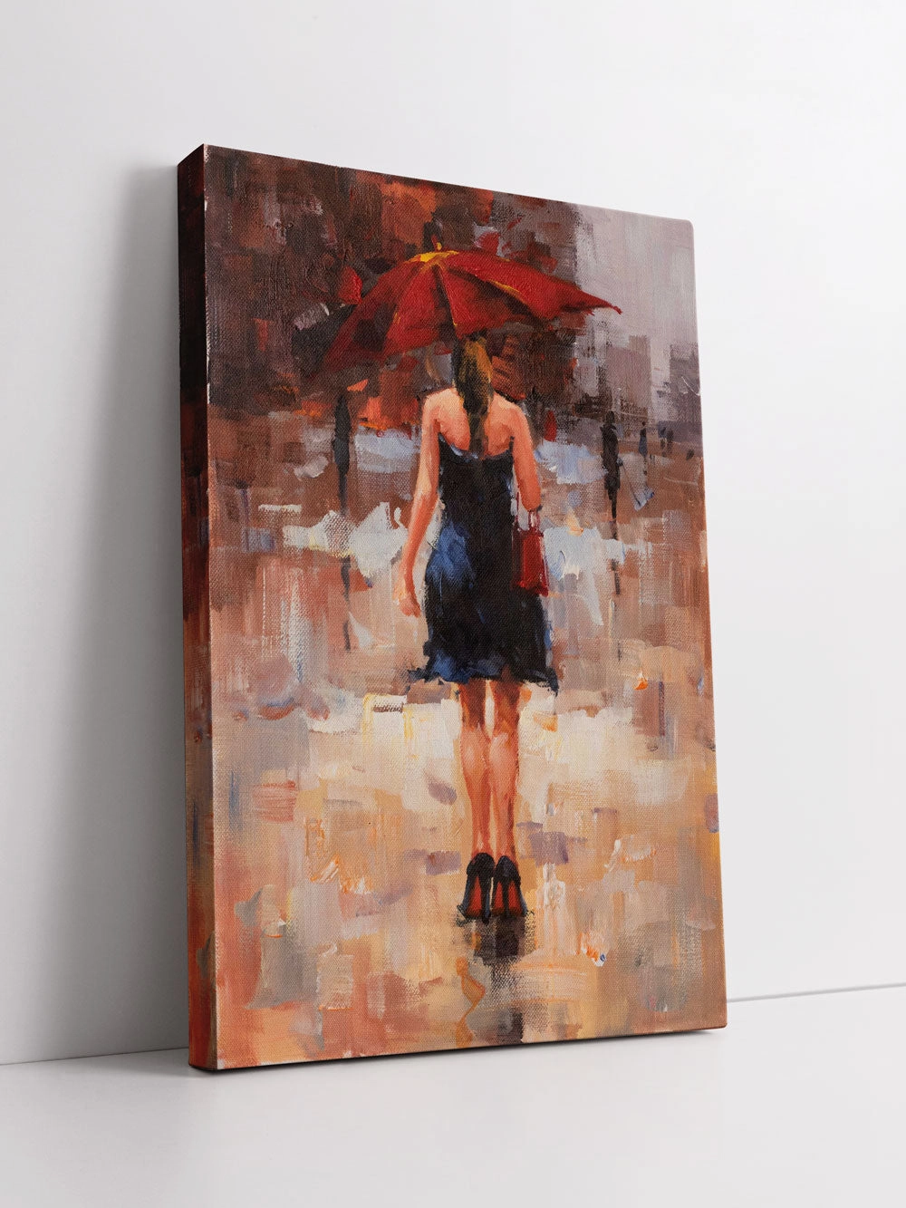 "The Red Umbrela" Handmade Oil Painting 24"x 36"