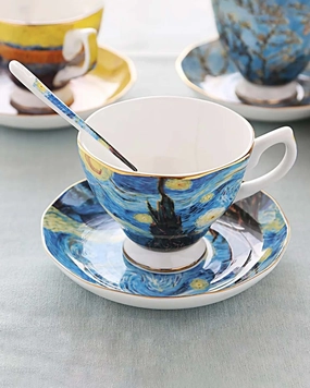 'Starry Night' Vincent Van Gogh Painting Cup & Saucermodern kitchen decor ,kitchen dinner set ,dinnerware 