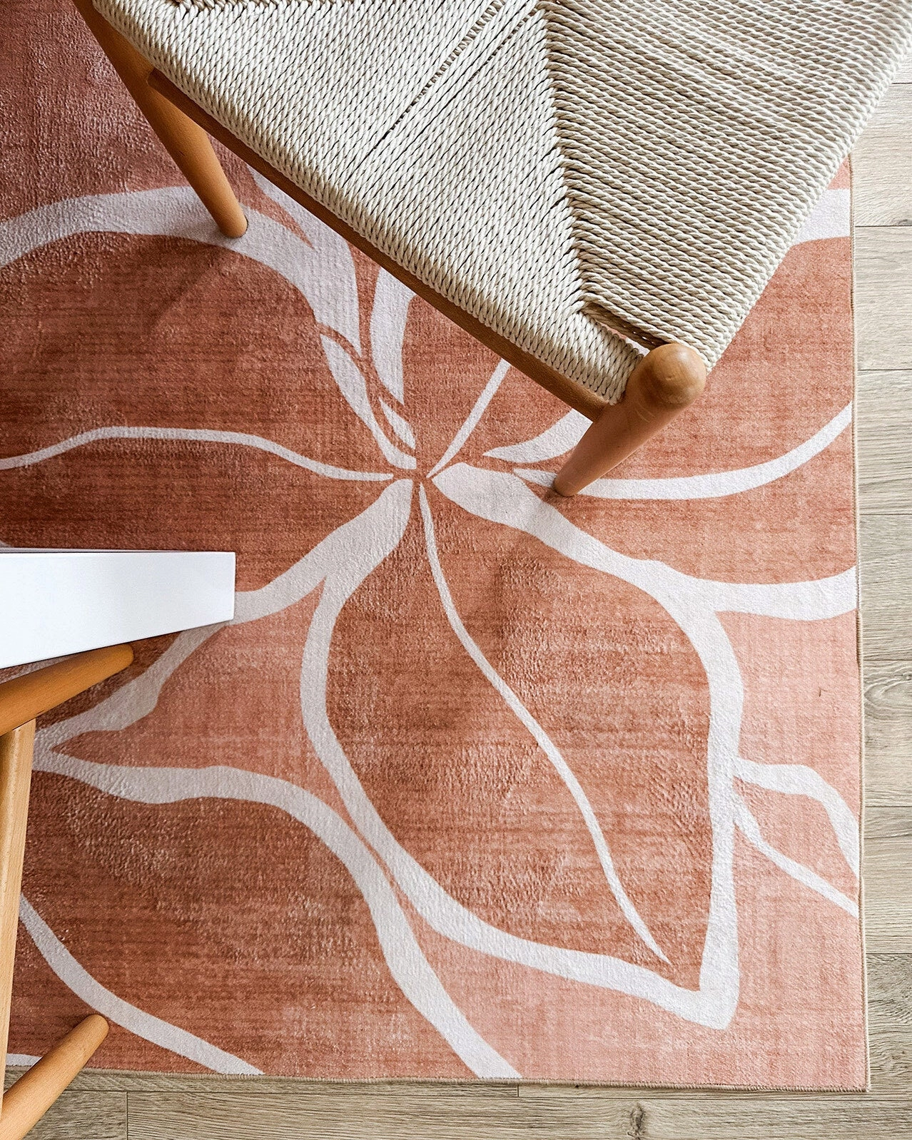 Aadita Pink and Peach Botanical Washable Rug