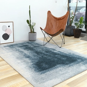 Abstract Blue and Grey Rugmodern color block patchwork rug