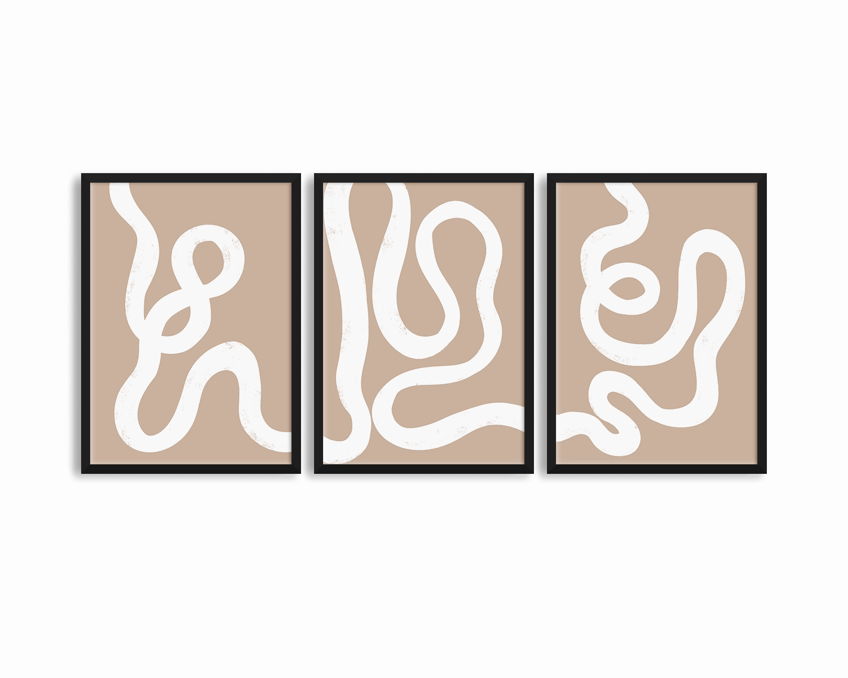 Abstract Lines Brown Print Triomodern abstract painting decor