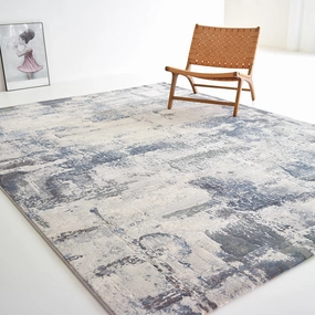 Abstract Pattern Blue and Beige Rugmodern color block patchwork rug