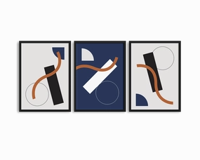 Abstract Shapes Print Concept #1- Three Framesnordic style wall decor