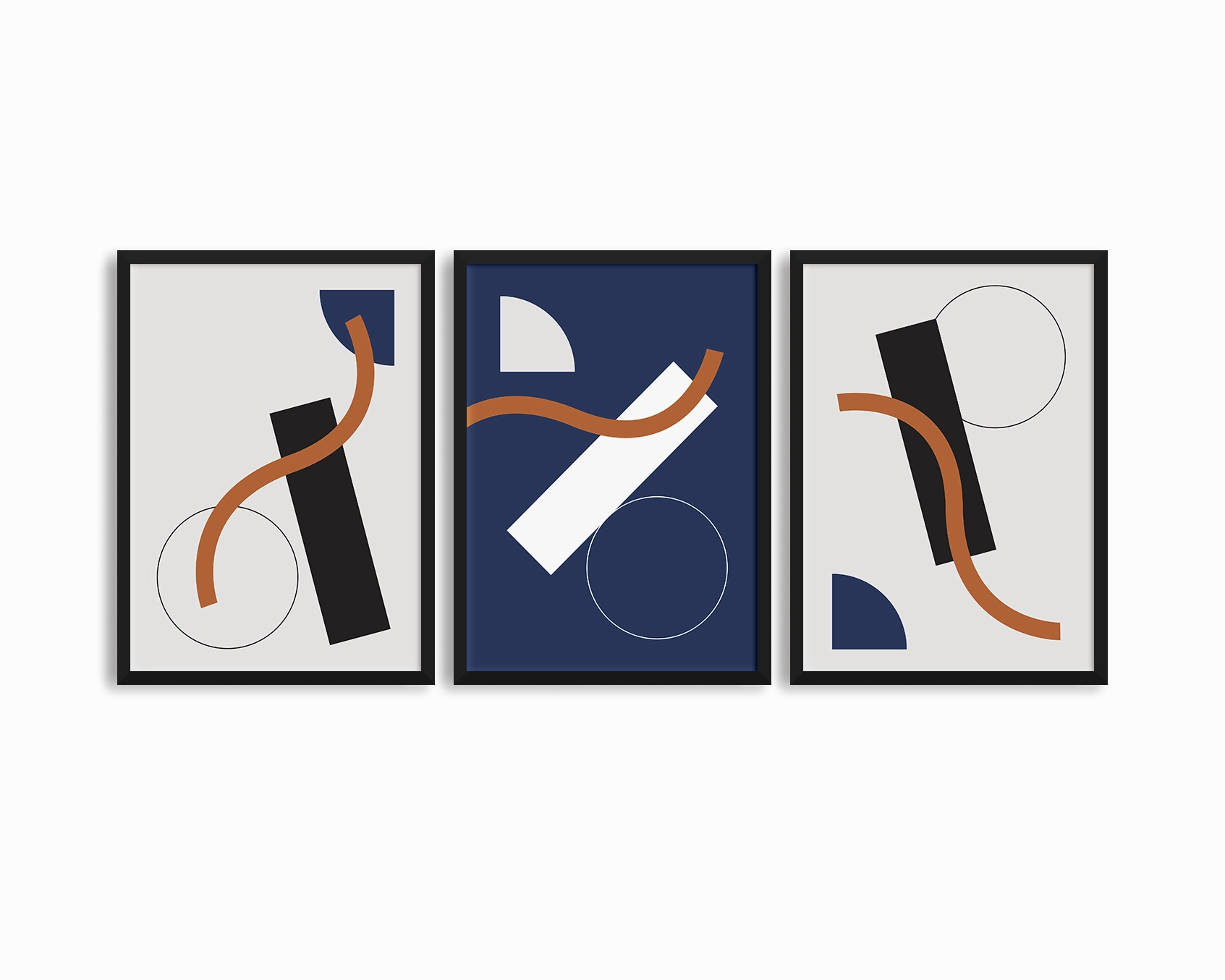Abstract Shapes Print Concept #1- Three Framesnordic style wall decor