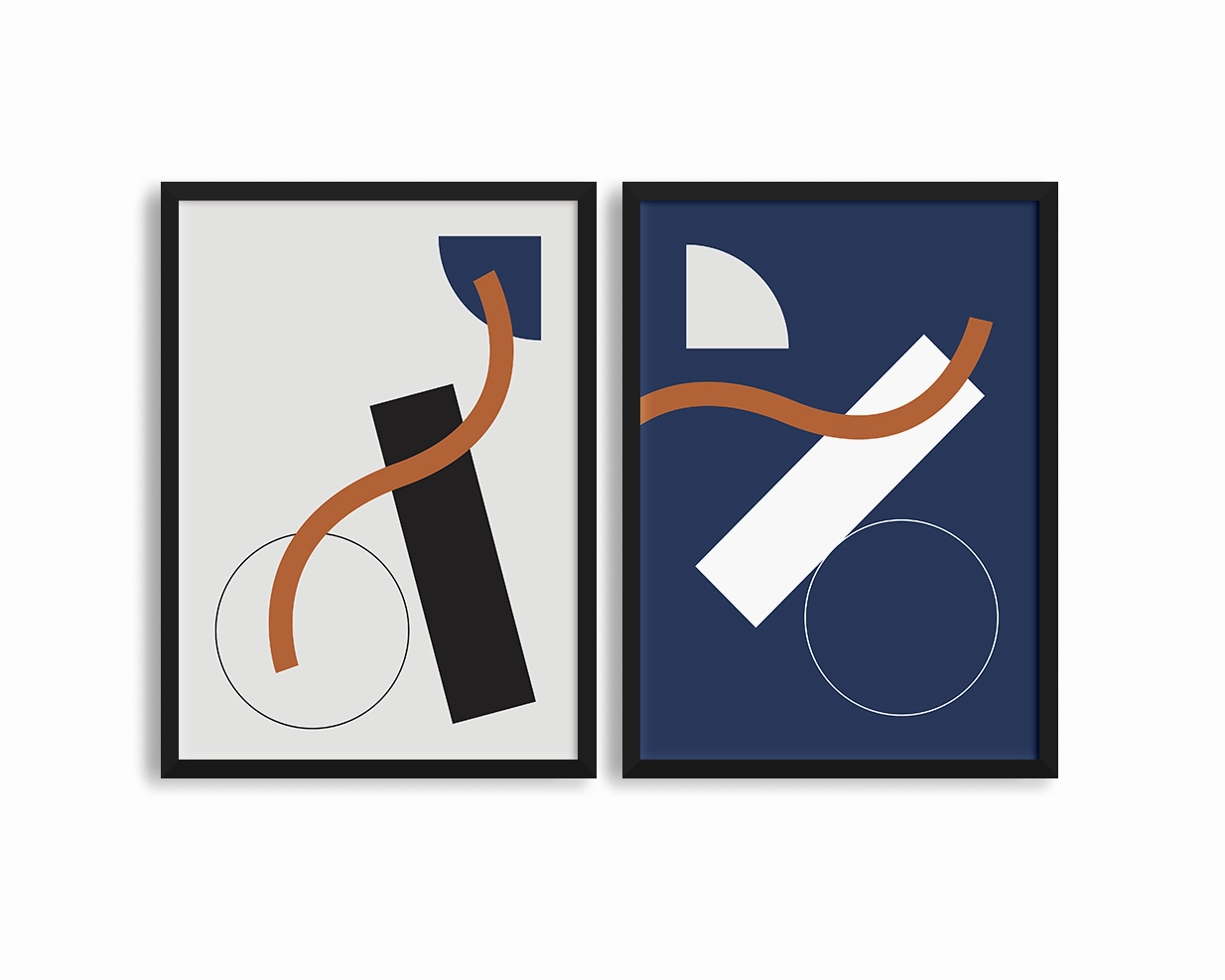 Abstract Shapes Print Concept #1- Two Framesnordic style wall decor