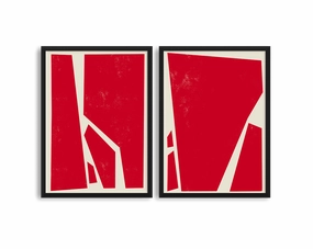 Abstract Squares Red Two Printsnordic style wall decor