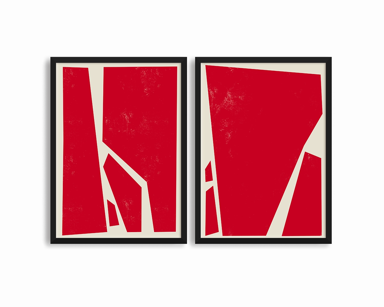 Abstract Squares Red Two Printsnordic style wall decor
