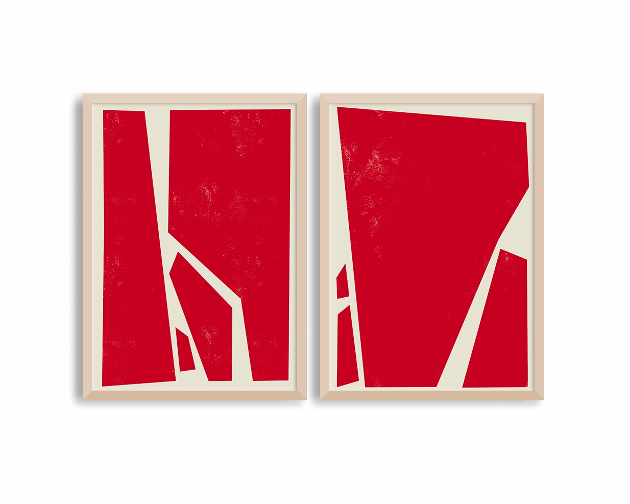 Abstract Squares Red Two Prints