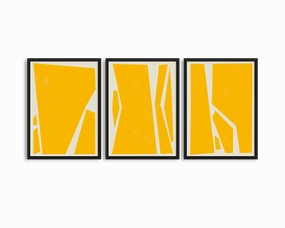 Abstract Squares Yellow Trio Setnordic style wall decor