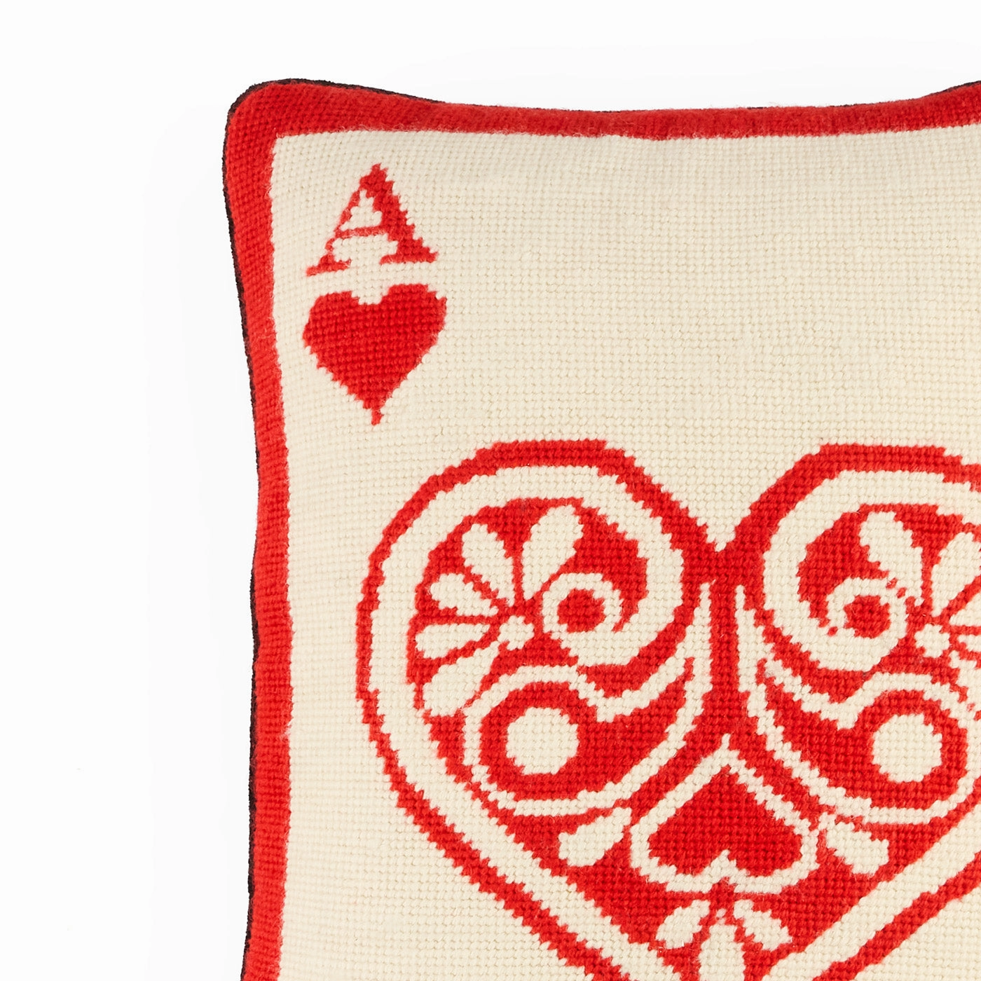 Ace Of Hearts Needlepoint Pillow