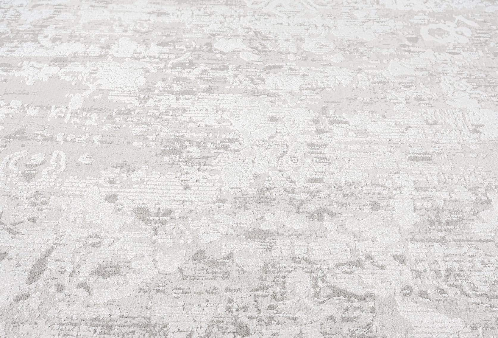 Adela Grey and Ivory Distressed Floral Rug