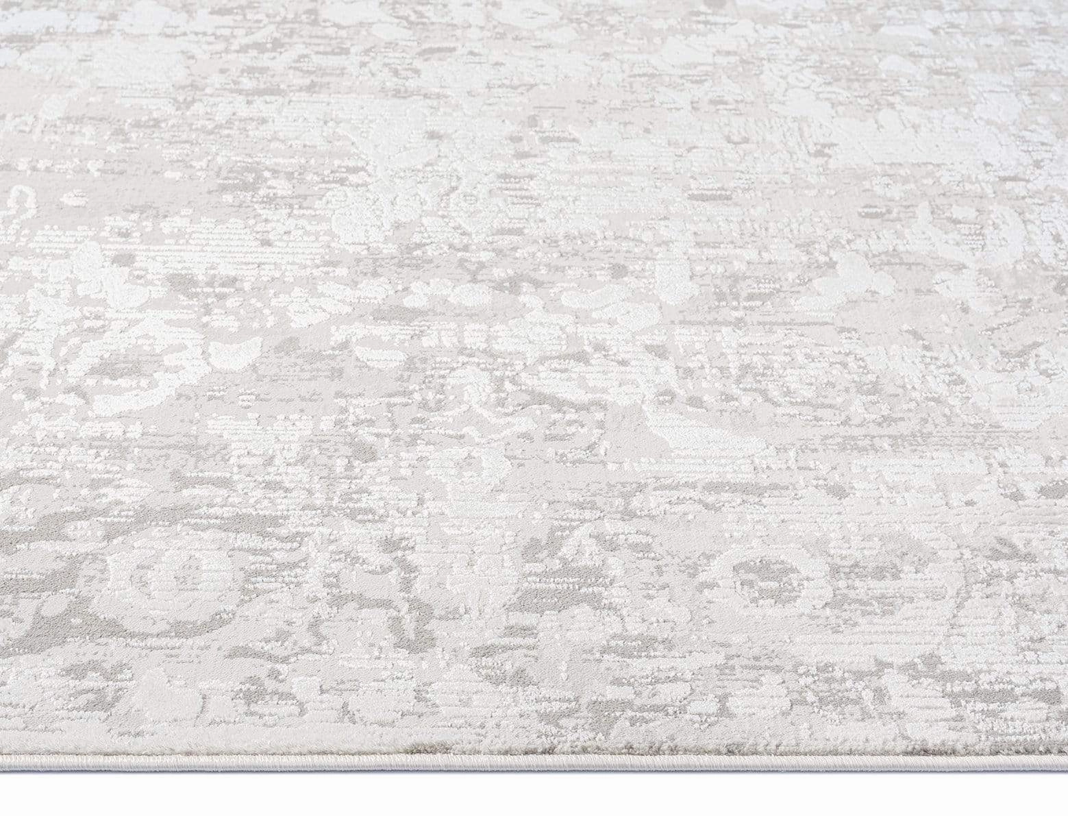 Adela Grey and Ivory Distressed Floral Rug