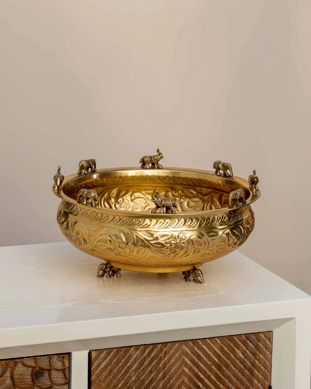 Adorning Elephants Designed Urli Bowl - 10"home decor ,wall decor 