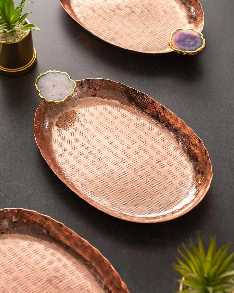 Agate Brass Decorative Tray
