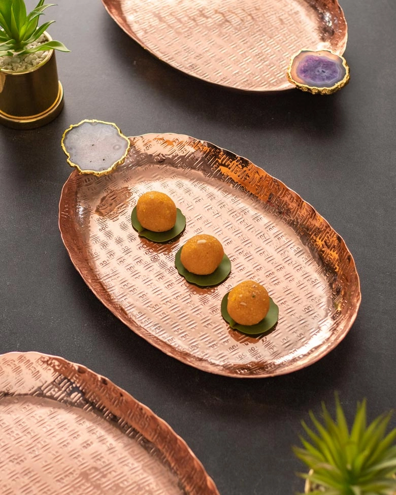 Agate Brass Decorative Traymodern kitchen decor ,kitchen dinner set ,dinnerware 