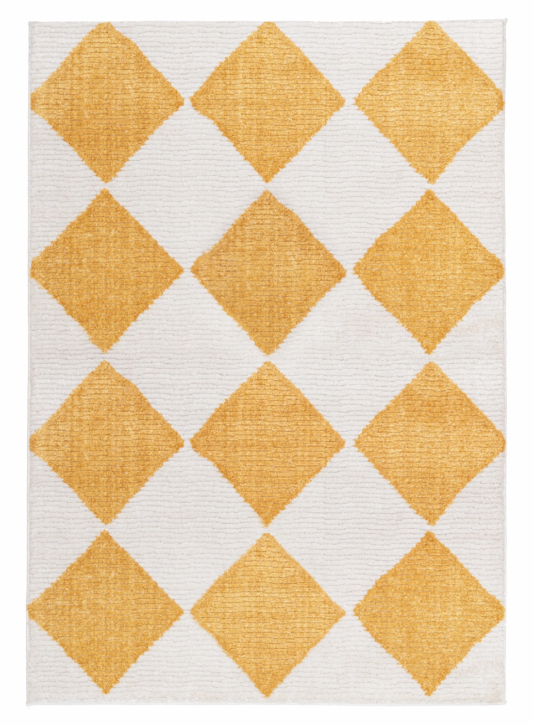 Agatha Ivory and Yellow Checkered Rugmodern color block patchwork rug