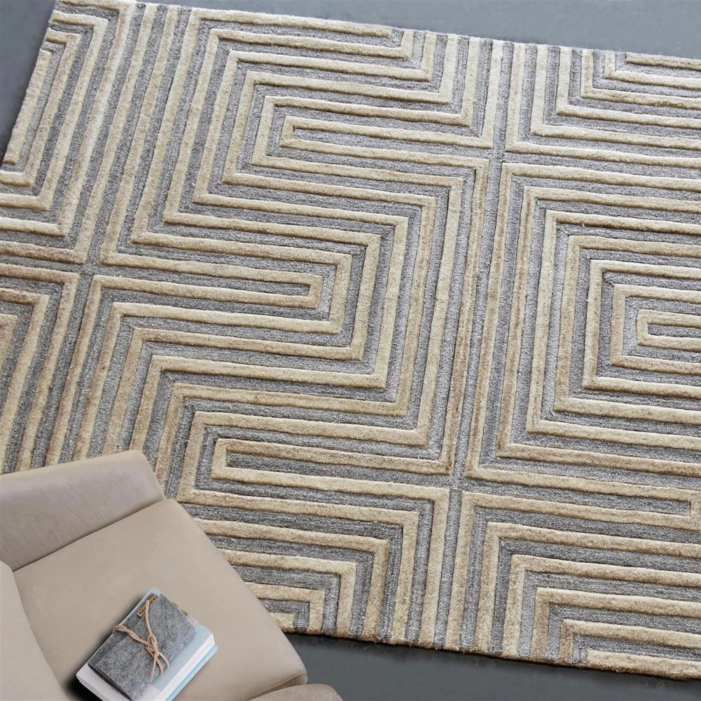 Agera Beige and Ivory Rugmodern color block patchwork rug