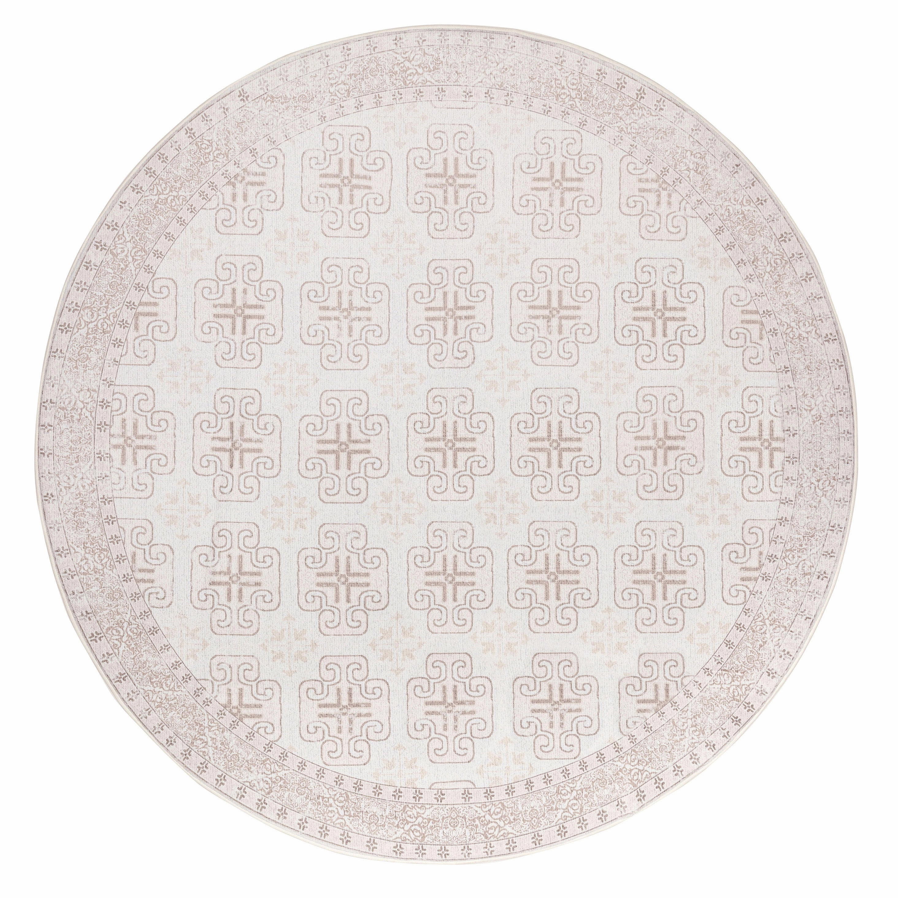 Aggy Pink Neutral Plush Rollie Pollie Round Playmatmodern color block patchwork rug