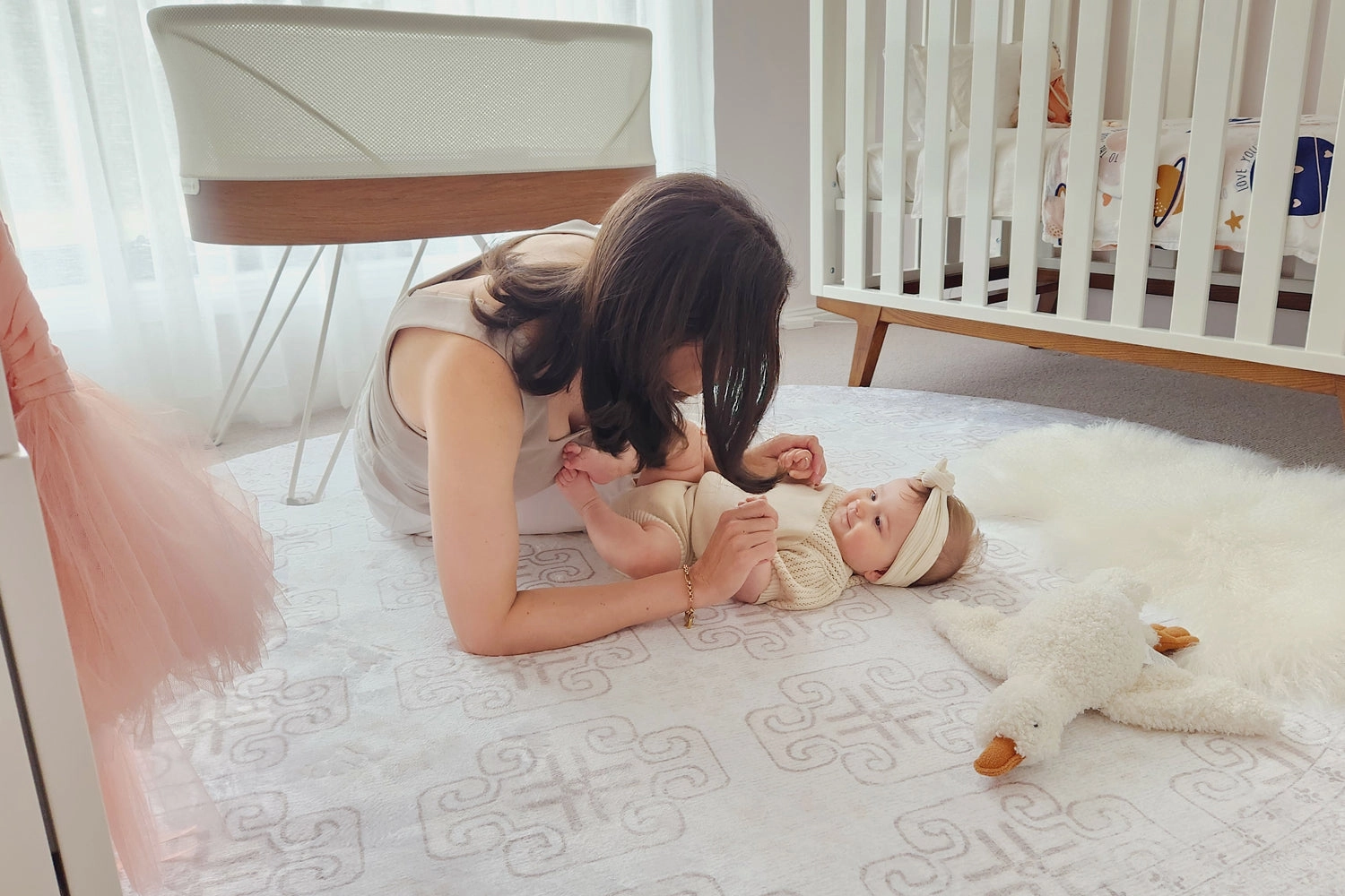 Aggy Pink Neutral Plush Rollie Pollie Round Playmat