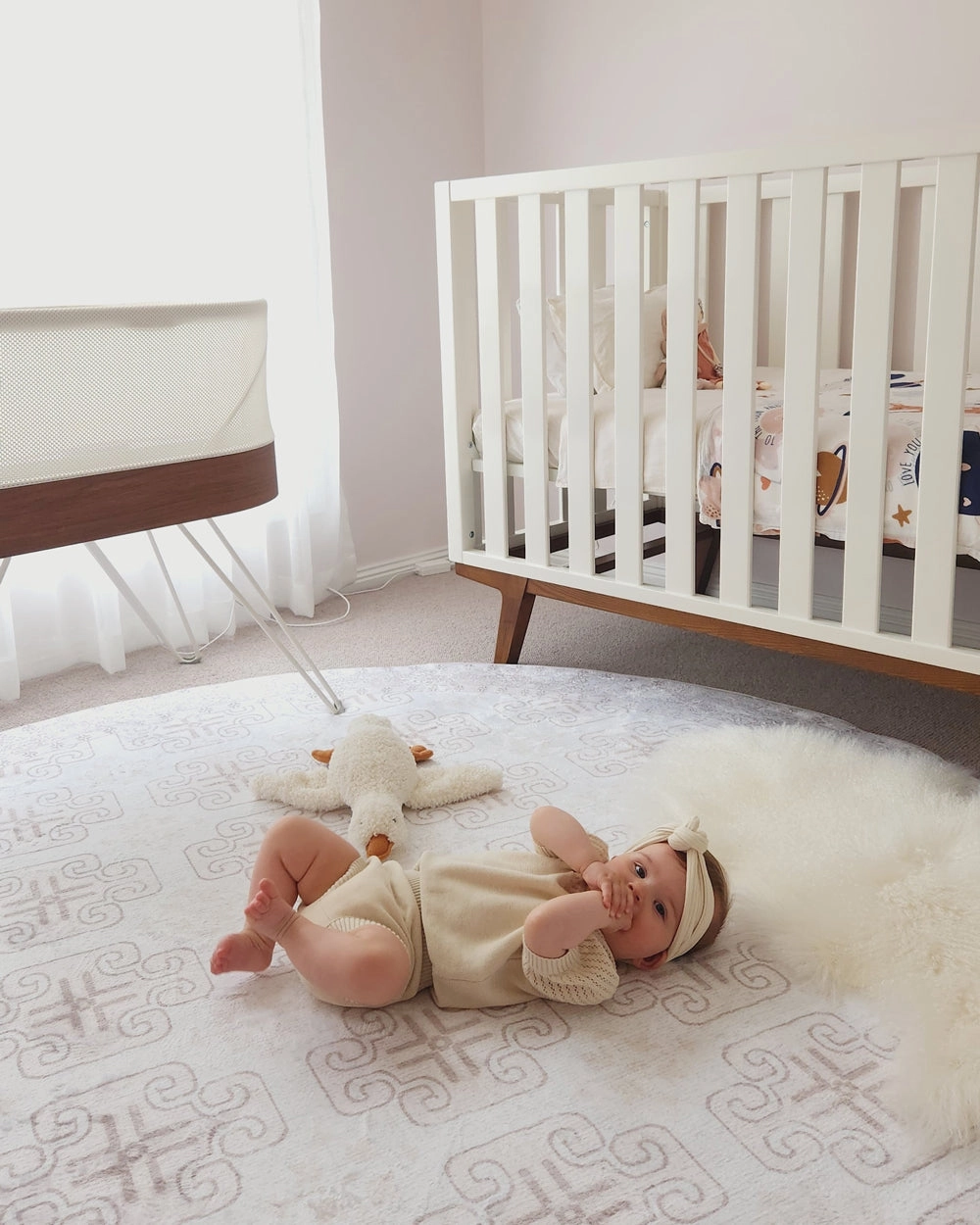 Aggy Pink Neutral Plush Rollie Pollie Round Playmat