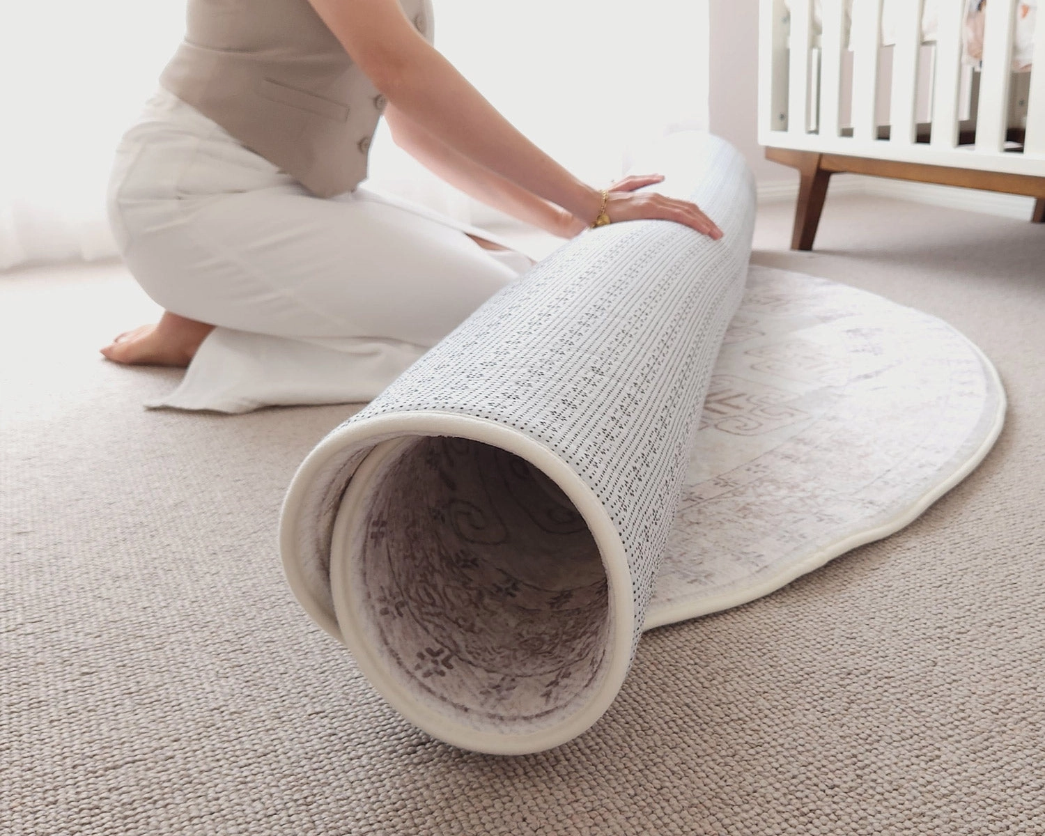 Aggy Pink Neutral Plush Rollie Pollie Round Playmat