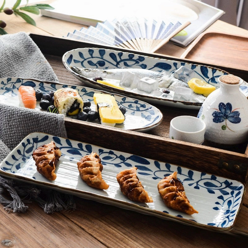 Akari Blue and White Japanese Sushi Dishmodern kitchen decor ,kitchen dinner set ,dinnerware 