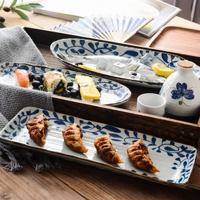 Akari Blue and White Japanese Sushi Dishmodern kitchen decor ,kitchen dinner set ,dinnerware 