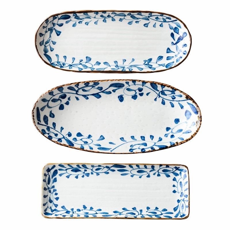 Akari Blue and White Japanese Sushi Dish