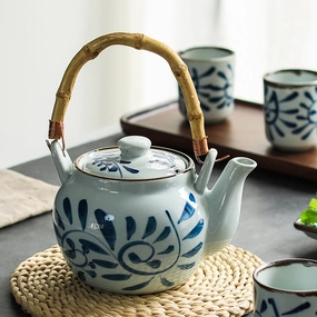 Akari Blue and White Japanese Tea Setmodern kitchen decor ,kitchen dinner set ,dinnerware 