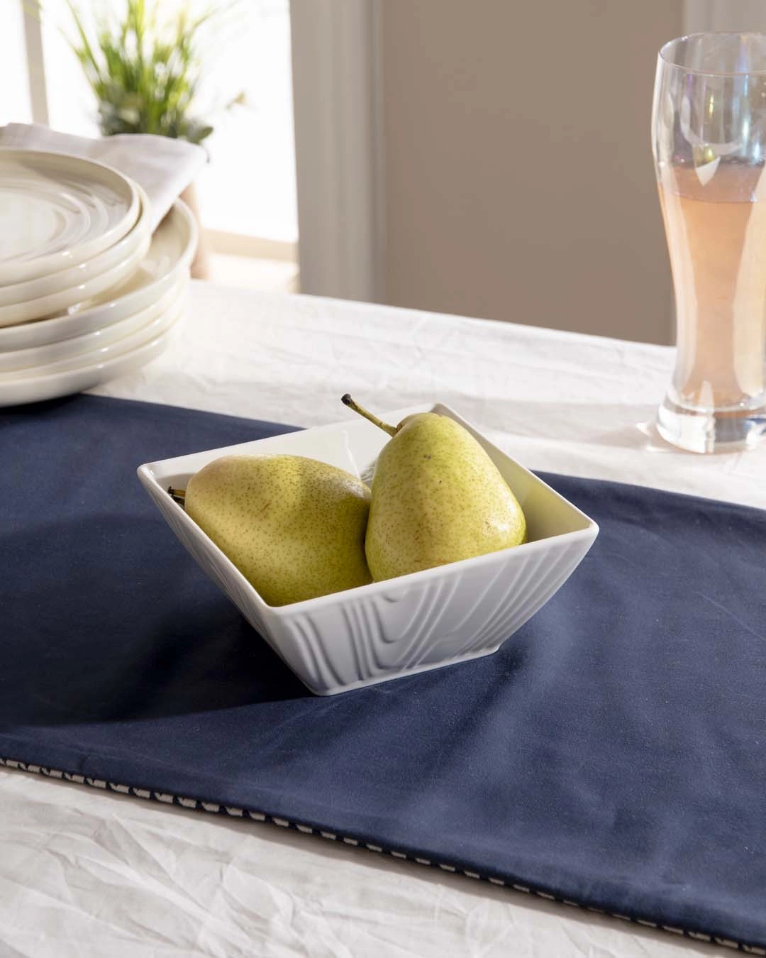 All White Snowy Square Bowl