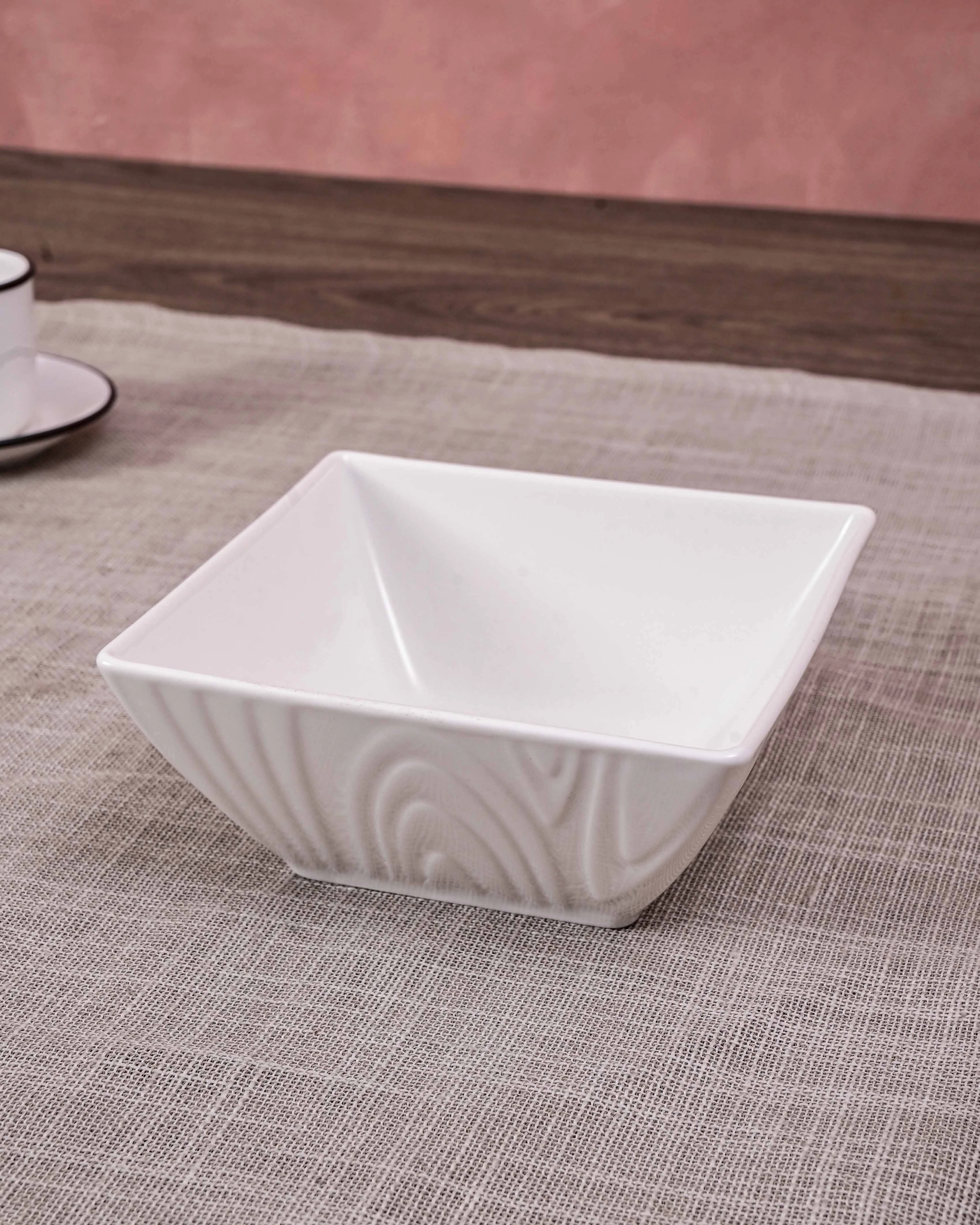 All White Snowy Square Bowl