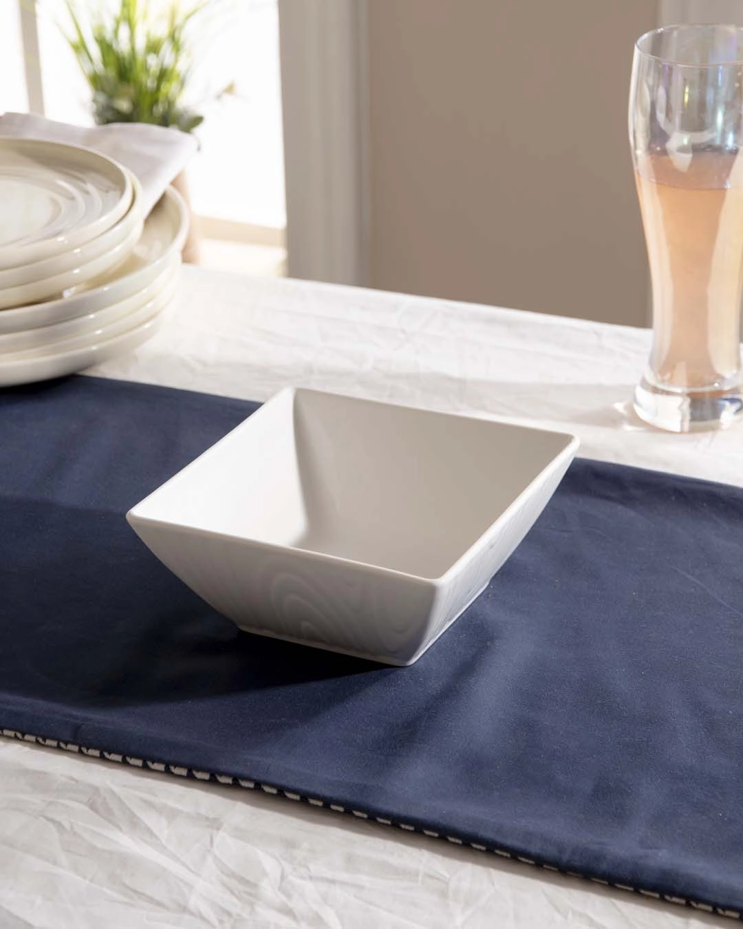 All White Snowy Square Bowl
