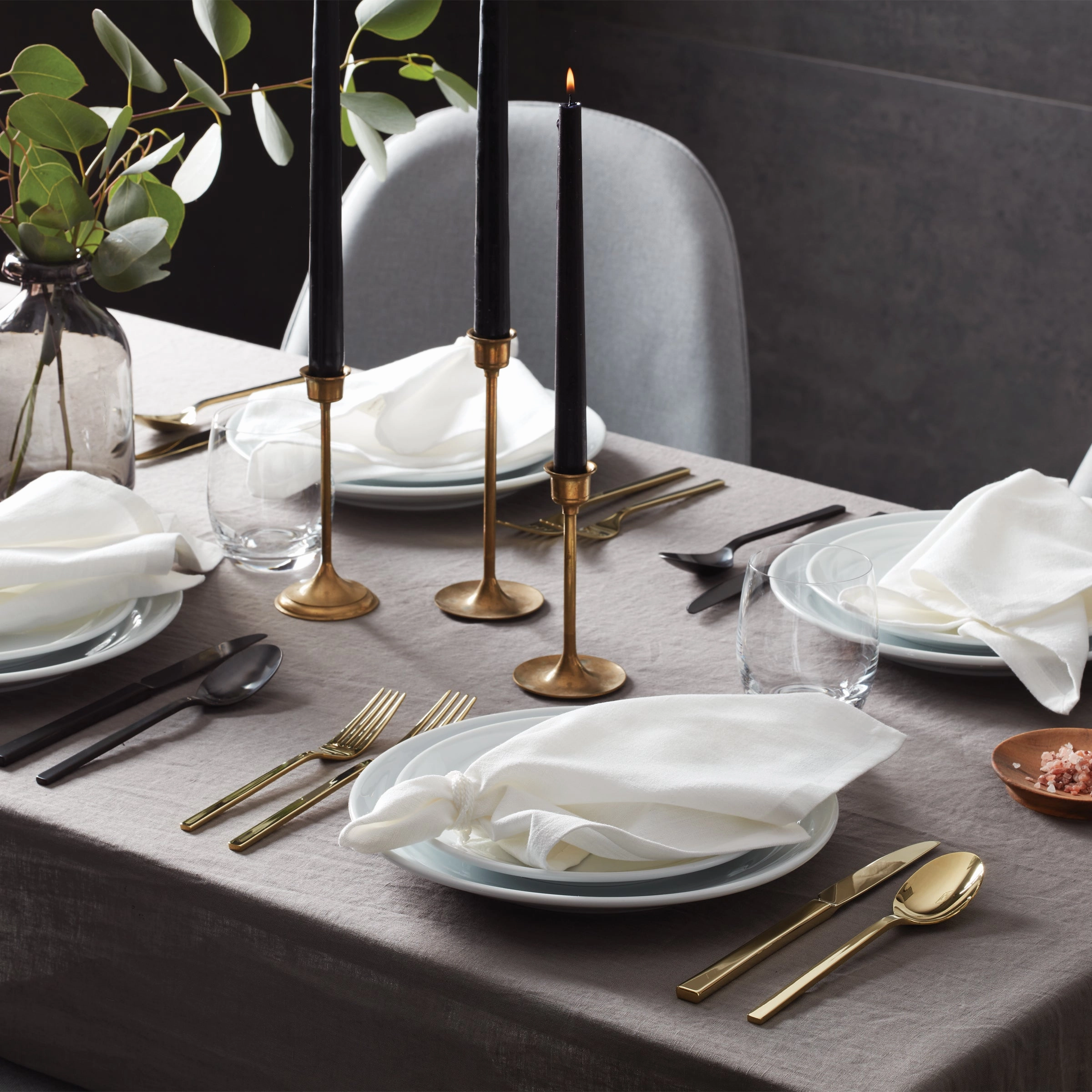 Allay Black Champagne 40 Piece Flatware Set