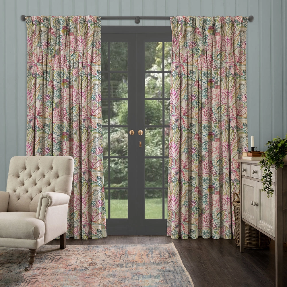 Althorp Printed Made to Measure Curtains Sorbet/Linen