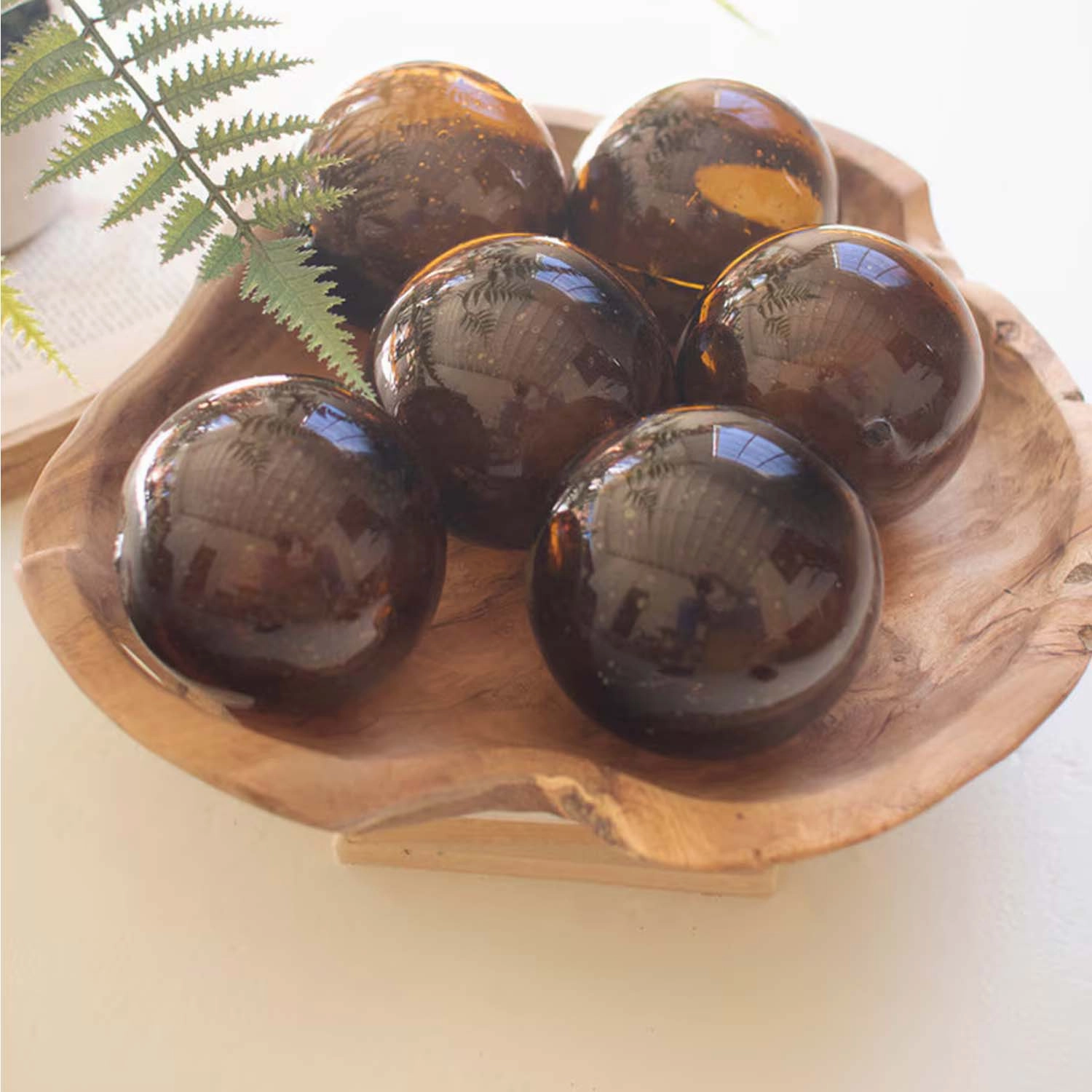 Amber Recycled Glass Orb