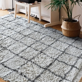 Amelie Nordic White and Black Rugmodern color block patchwork rug