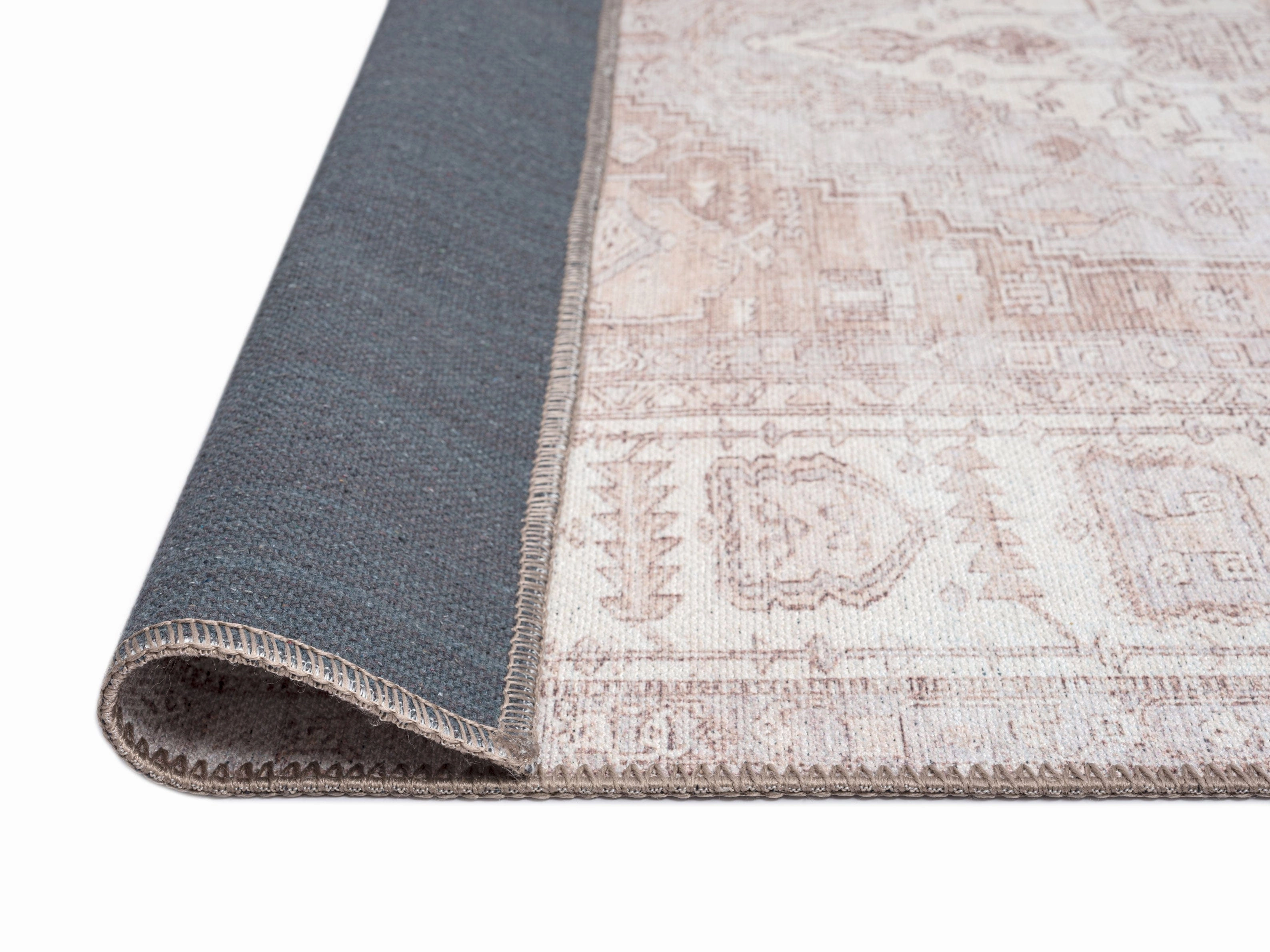 Aneesa Beige and Cream Traditional Distressed Washable Rug