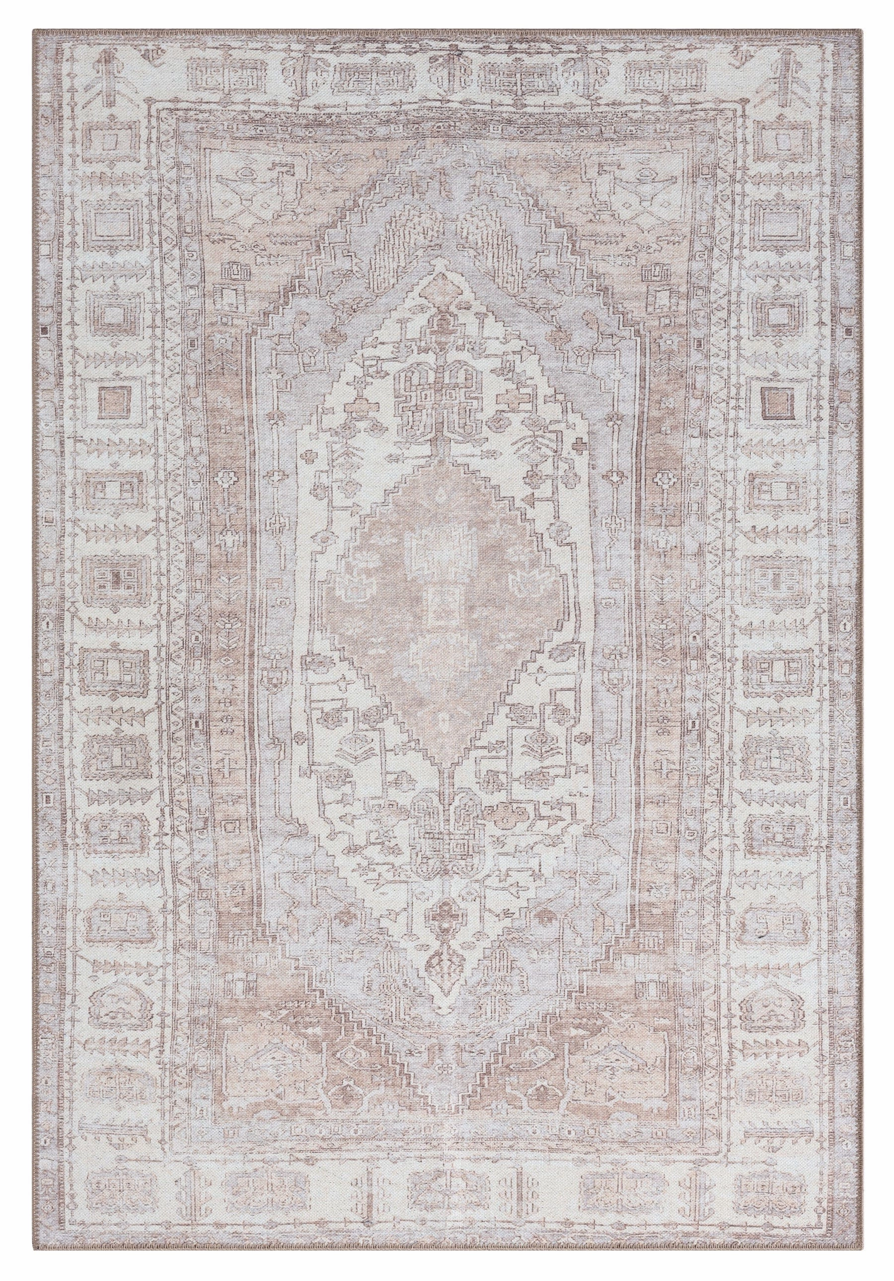 Aneesa Beige and Cream Traditional Distressed Washable Rugmodern color block patchwork rug